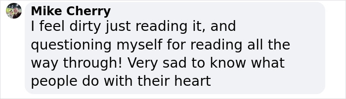 Mike Cherry's comment expressing sadness over the "evil" mom case. Mike Cherry's comment expressing sadness over the "evil" mom case.