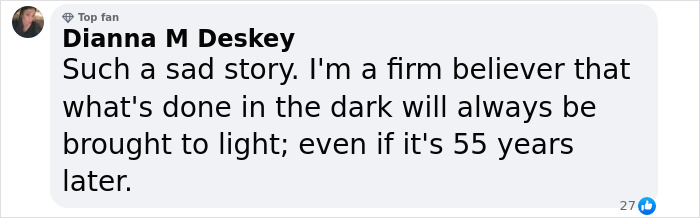 Comment on "evil" mom's arrest 55 years after claiming baby fell from crib. Comment on "evil" mom's arrest 55 years after claiming baby fell from crib.