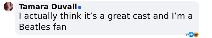 Comment praising the Beatles biopic cast with positive fan reaction. Comment praising the Beatles biopic cast with positive fan reaction.