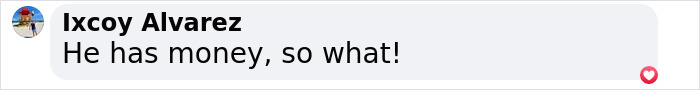 Comment on rich kids working, text says: 'He has money, so what! Comment on rich kids working, text says: 'He has money, so what!