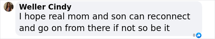 Comment discussing hope for mom and son reunion in response to a "disgusting human" story. Comment discussing hope for mom and son reunion in response to a "disgusting human" story.