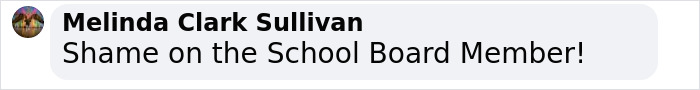 Comment from Melinda Clark Sullivan criticizing school board member's reaction to testimony. Comment from Melinda Clark Sullivan criticizing school board member's reaction to testimony.