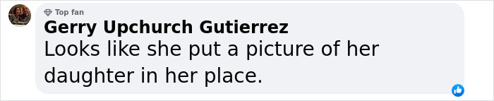 Comment joking about photo editing, suggesting a picture switch with her daughter. Comment joking about photo editing, suggesting a picture switch with her daughter.