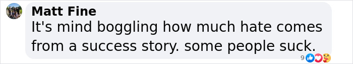 Comment expressing disbelief and criticism about negativity towards success stories. Comment expressing disbelief and criticism about negativity towards success stories.