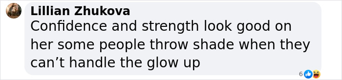 Comment praising a golf influencer's body transformation, mentioning confidence and strength as key qualities. Comment praising a golf influencer's body transformation, mentioning confidence and strength as key qualities.