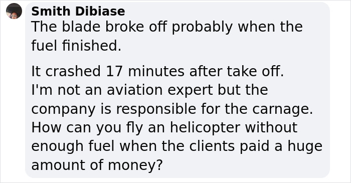 Comment discussing eerie detail related to helicopter crash and possible cause. Comment discussing eerie detail related to helicopter crash and possible cause.