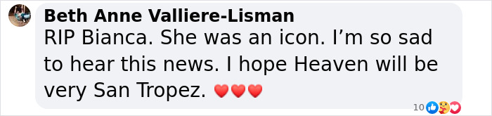Comment expressing sorrow over the passing of a RuPaul’s Drag Race alum, mentioning Bianca as an icon. Comment expressing sorrow over the passing of a RuPaul’s Drag Race alum, mentioning Bianca as an icon.