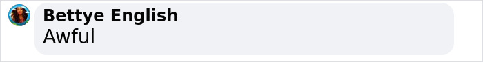 Comment by Bettye English saying 'Awful' related to child star mystery. Comment by Bettye English saying 'Awful' related to child star mystery.