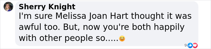 Sherry Knight comments on Mark Hoppus and Melissa Joan Hart's "awful" date with a smiley emoji. Sherry Knight comments on Mark Hoppus and Melissa Joan Hart's "awful" date with a smiley emoji.