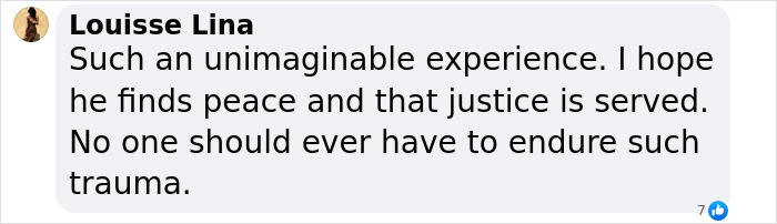 Comment expressing hope for justice for a man held captive by his stepmom for 20 years. Comment expressing hope for justice for a man held captive by his stepmom for 20 years.