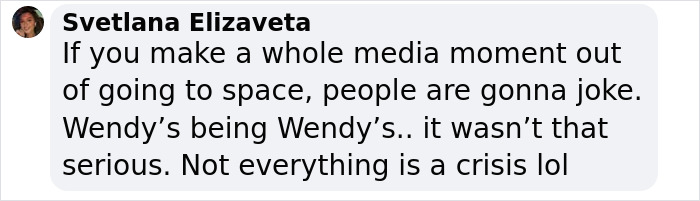 Wendy's comment about media moments and humor, emphasizing it wasn't taken seriously. Wendy's comment about media moments and humor, emphasizing it wasn't taken seriously.