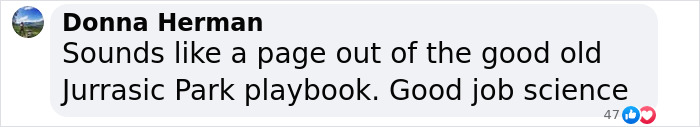 Comment from Donna Herman on dire wolves and science, referencing Jurassic Park. Comment from Donna Herman on dire wolves and science, referencing Jurassic Park.