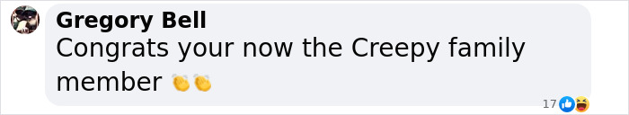 Comment on film legend's relationship choice, mentioning "Creepy family member" with clapping emojis and laughing reactions. Comment on film legend's relationship choice, mentioning "Creepy family member" with clapping emojis and laughing reactions.