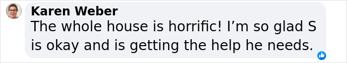 Comment by Karen Weber about a man held captive by his stepmom, expressing relief he's receiving help. Comment by Karen Weber about a man held captive by his stepmom, expressing relief he's receiving help.