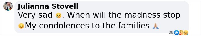 Comment expressing sadness over New England serial assassination horror and offering condolences to families. Comment expressing sadness over New England serial assassination horror and offering condolences to families.
