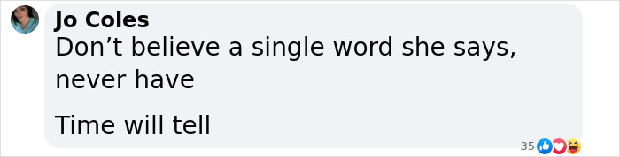Comment expressing doubt about Prince Andrew's accuser's claim, suggesting skepticism and waiting for time to reveal truth. Comment expressing doubt about Prince Andrew's accuser's claim, suggesting skepticism and waiting for time to reveal truth.