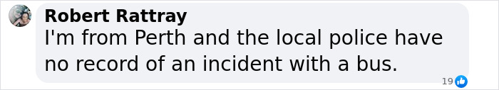Text message from Perth claiming police have no record of bus incident, related to Prince Andrew’s accuser. Text message from Perth claiming police have no record of bus incident, related to Prince Andrew’s accuser.