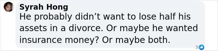 Comment speculating motives in an alleged cliff incident involving a doctor and his wife. Comment speculating motives in an alleged cliff incident involving a doctor and his wife.