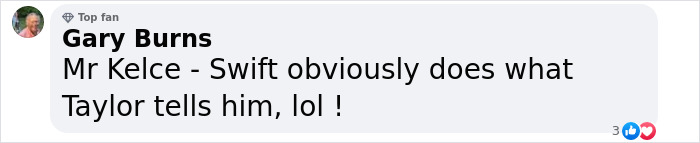 “Comment on Travis Kelce and Taylor Swift relationship dynamics.” “Comment on Travis Kelce and Taylor Swift relationship dynamics.”