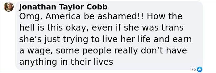 Comment questioning firing of tall cisgender woman mistakenly accused of being transgender. Comment questioning firing of tall cisgender woman mistakenly accused of being transgender.