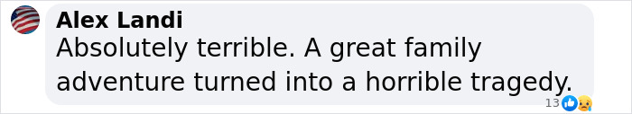Alex Landi expressing dismay over NYC helicopter crash tragedy in a text message. Alex Landi expressing dismay over NYC helicopter crash tragedy in a text message.