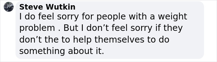 Comment discussing views on weight issues after plus-sized passenger's airport wheelchair incident. Comment discussing views on weight issues after plus-sized passenger's airport wheelchair incident.