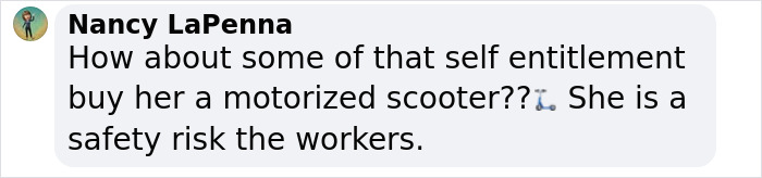 Comment discussing plus-sized passenger and mobility at airports. Comment discussing plus-sized passenger and mobility at airports.