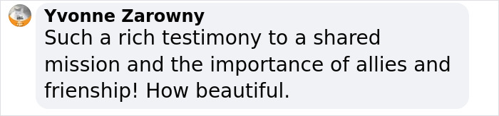 Comment highlighting friendship and shared mission importance. Comment highlighting friendship and shared mission importance.