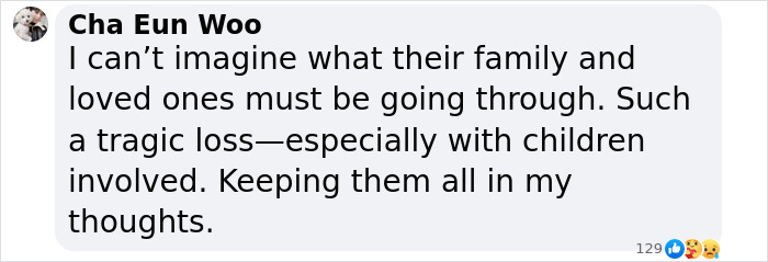 Comment expressing sympathy for family in NYC helicopter crash. Comment expressing sympathy for family in NYC helicopter crash.