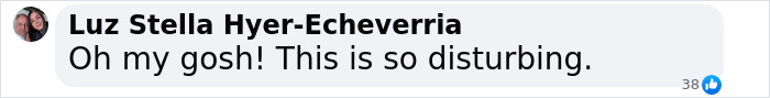 Comment stating, "Oh my gosh! This is so disturbing," in response to poisoned Easter gifts incident. Comment stating, "Oh my gosh! This is so disturbing," in response to poisoned Easter gifts incident.