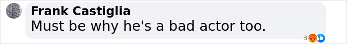Online comment criticizing a 'Pitch Perfect' actor with anger and laugh reactions. Online comment criticizing a 'Pitch Perfect' actor with anger and laugh reactions.