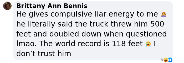 Text message discussing skepticism about truck crash survivor claims. Text message discussing skepticism about truck crash survivor claims.