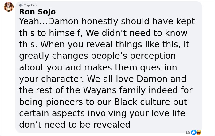 Comment discussing a film legend's love life and public perception. Comment discussing a film legend's love life and public perception.