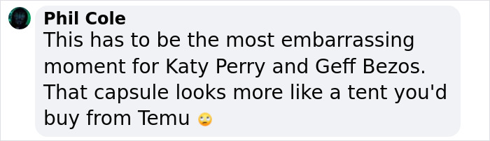 Conspiracy theorist comments on Blue Origin capsule, comparing it to a tent from Temu. Conspiracy theorist comments on Blue Origin capsule, comparing it to a tent from Temu.