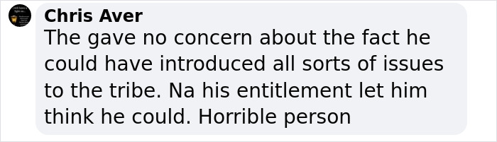 Comment criticizing a YouTuber for risking tribal extinction with a stunt. Comment criticizing a YouTuber for risking tribal extinction with a stunt.