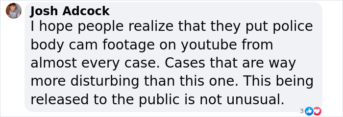 Comment on police body cam footage release, discussing its frequency and public exposure. Comment on police body cam footage release, discussing its frequency and public exposure.