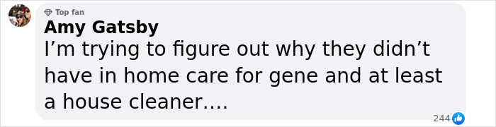 Amy Gatsby's comment on Gene Hackman's situation discusses in-home care options. Amy Gatsby's comment on Gene Hackman's situation discusses in-home care options.