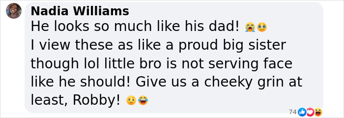 Social media comment discussing Robert Irwin and family resemblance. Social media comment discussing Robert Irwin and family resemblance.