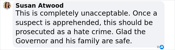 Comment by Susan Atwood on Pennsylvania Governor's mansion fire, expressing concern and relief for family's safety. Comment by Susan Atwood on Pennsylvania Governor's mansion fire, expressing concern and relief for family's safety.