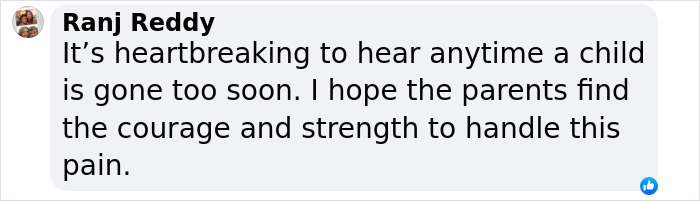 Comment expressing sympathy after tragic mirror accident involving a child. Comment expressing sympathy after tragic mirror accident involving a child.