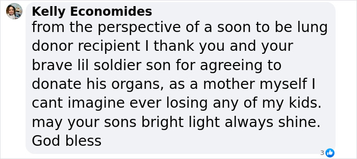 Message of sympathy for parenting influencer's loss, highlighting gratitude for organ donation. Message of sympathy for parenting influencer's loss, highlighting gratitude for organ donation.