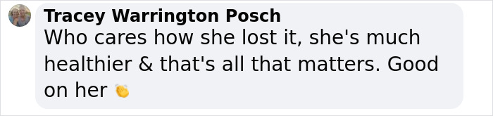 Comment praising Lizzo's weight loss and health improvement amidst Ozempic rumors. Comment praising Lizzo's weight loss and health improvement amidst Ozempic rumors.