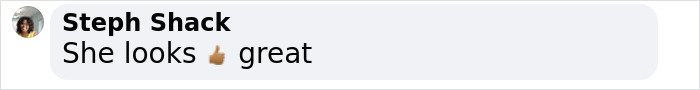Comment saying 'She looks great' with thumbs-up emoji related to Ozempic weight loss discussion. Comment saying 'She looks great' with thumbs-up emoji related to Ozempic weight loss discussion.