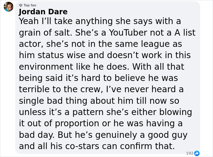 Comment questioning claims against Jason Momoa's on-set behavior by streamer. Comment questioning claims against Jason Momoa's on-set behavior by streamer.