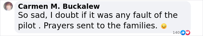 Comment on Hudson River crash, expressing sympathy for pilot and families. Comment on Hudson River crash, expressing sympathy for pilot and families.