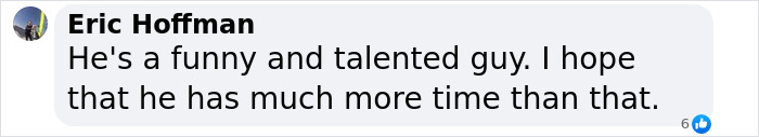 Comment by Eric Hoffman expressing hope for a Pitch Perfect actor's recovery after cement truck crash. Comment by Eric Hoffman expressing hope for a Pitch Perfect actor's recovery after cement truck crash.