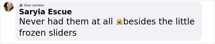 Text message from Saryia says she hasn't tried White Castle's Chicken Rings, only the frozen sliders. Text message from Saryia says she hasn't tried White Castle's Chicken Rings, only the frozen sliders.