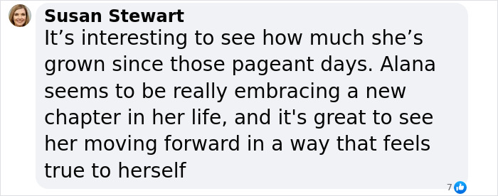 Susan Stewart's comment on Honey Boo Boo's growth and new life chapter, highlighting positive changes since pageant days. Susan Stewart's comment on Honey Boo Boo's growth and new life chapter, highlighting positive changes since pageant days.