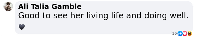 Comment expressing support for Honey Boo Boo, saying it's good to see her living life well. Comment expressing support for Honey Boo Boo, saying it's good to see her living life well.