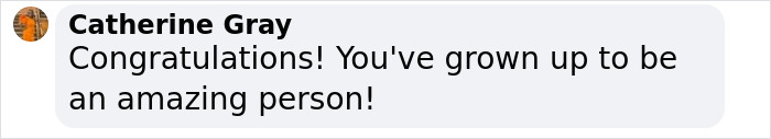 Catherine Gray's congratulatory message on overcoming life's challenges. Catherine Gray's congratulatory message on overcoming life's challenges.
